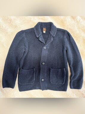 Tea Collection Boys Navy Shawl Collar Knit Cardigan